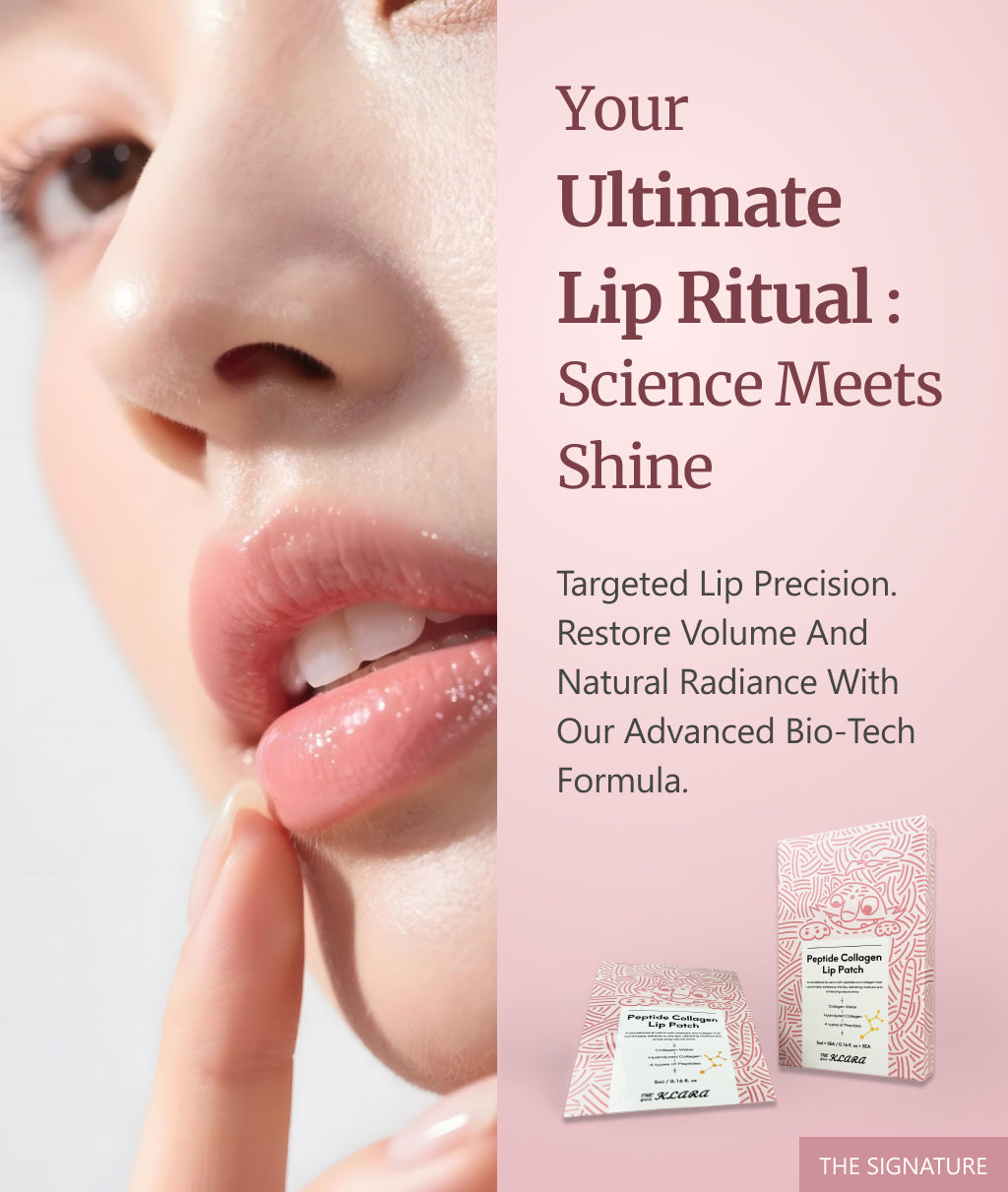 Lip patch product detail for THE KLARA Glow Starter Set | THE KLARA Glass Skin Kit | collagen face mask set | Peptide Collagen Lip Patch 5 Sheets  Package