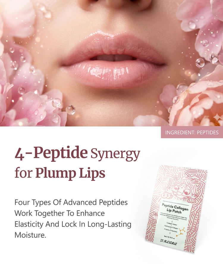 Collagen lip patch featured in THE KLARA Glow Starter Set | THE KLARA Glass Skin Kit | collagen face mask set | Peptide Collagen Lip Patch 5 Sheets  Package